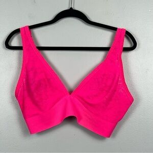 Smoothez by Aerie bright pink sheer mesh lace unlined soft cup bra, XL.